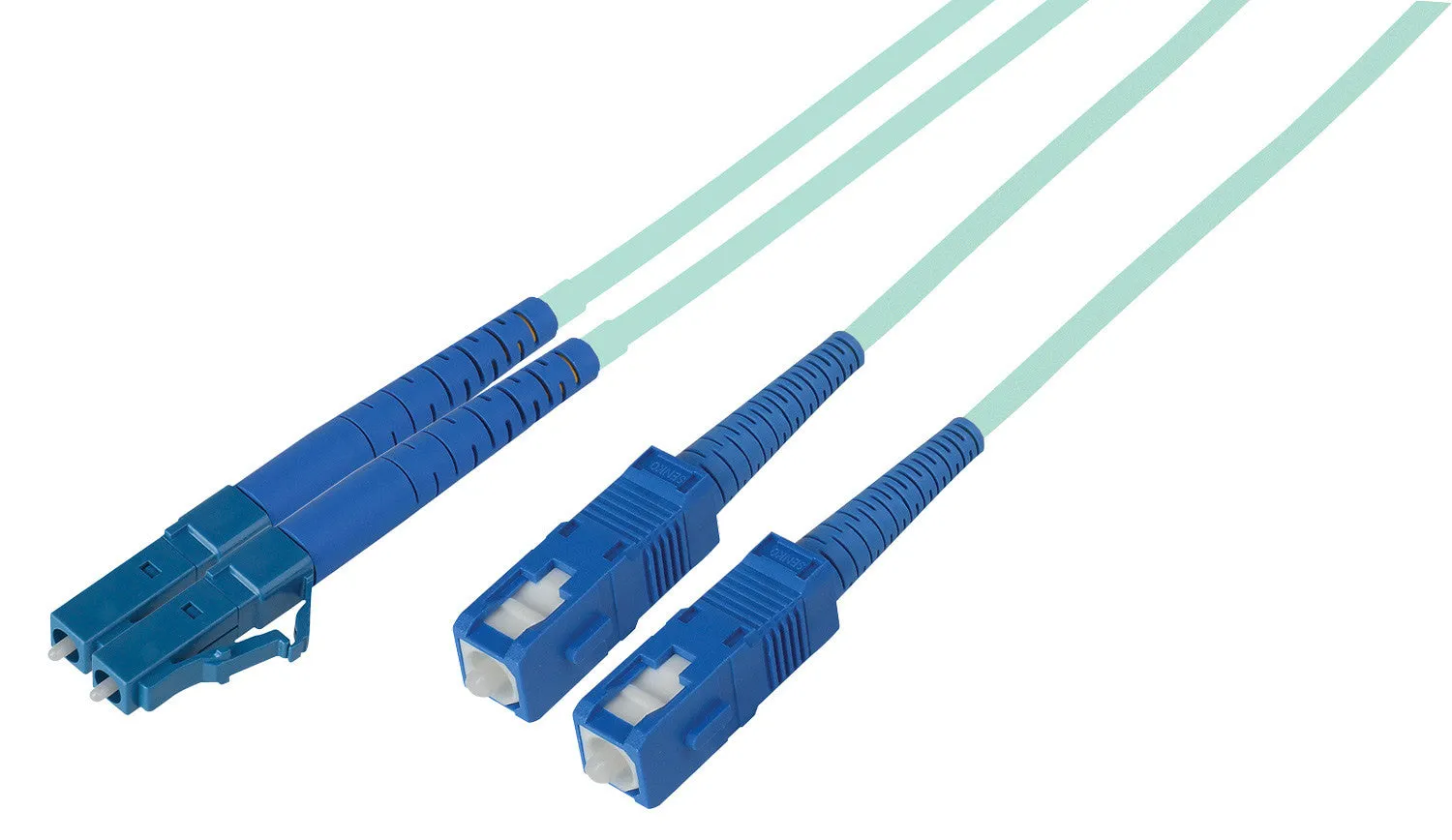 1-Meter 50/125 Fiber Optic Patch Cable Multimode Duplex LC to SC - 10-Gig Aqua