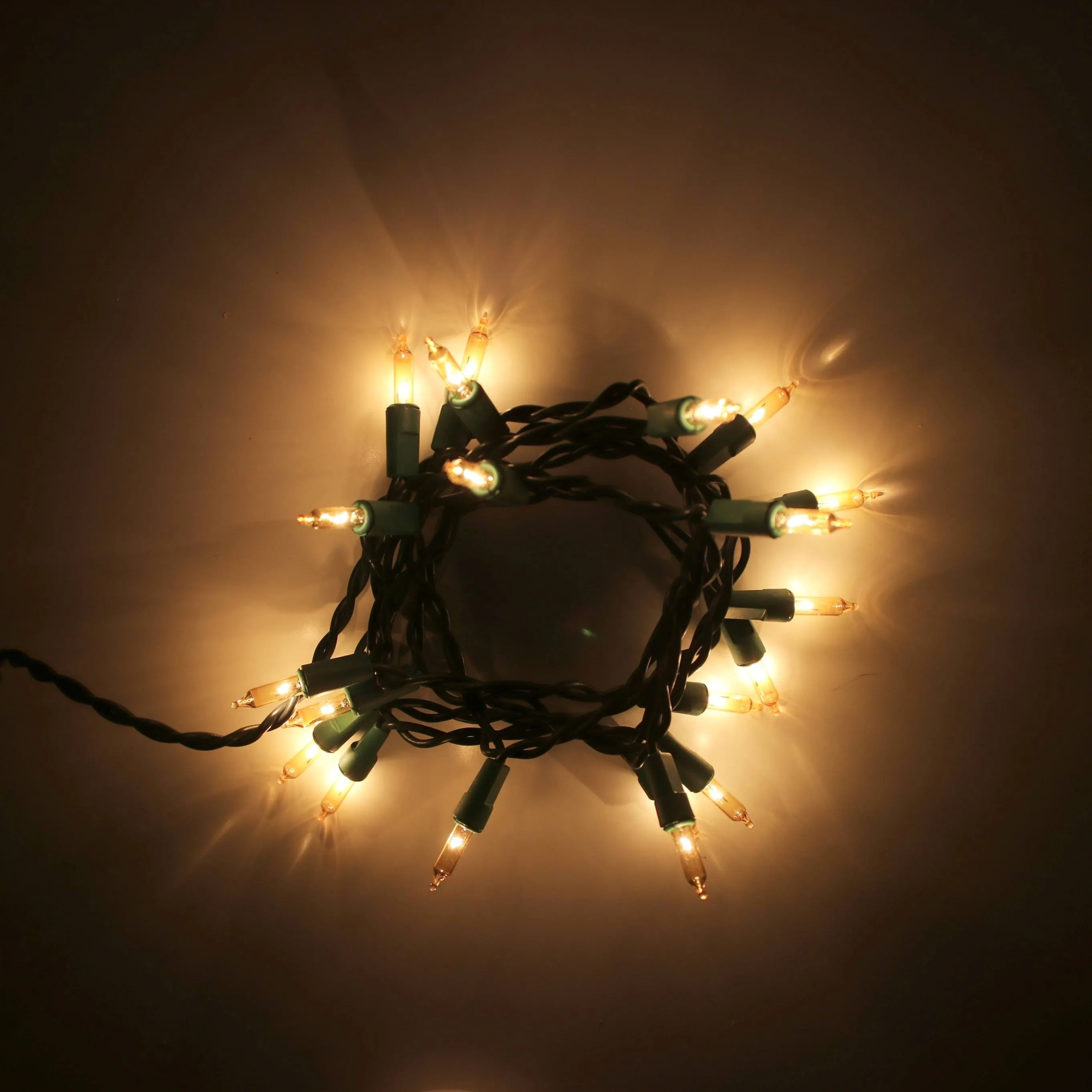 20-bulb Yellow Craft Lights, Green Wire