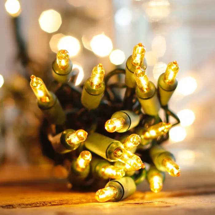 20-bulb Yellow Craft Lights, Green Wire