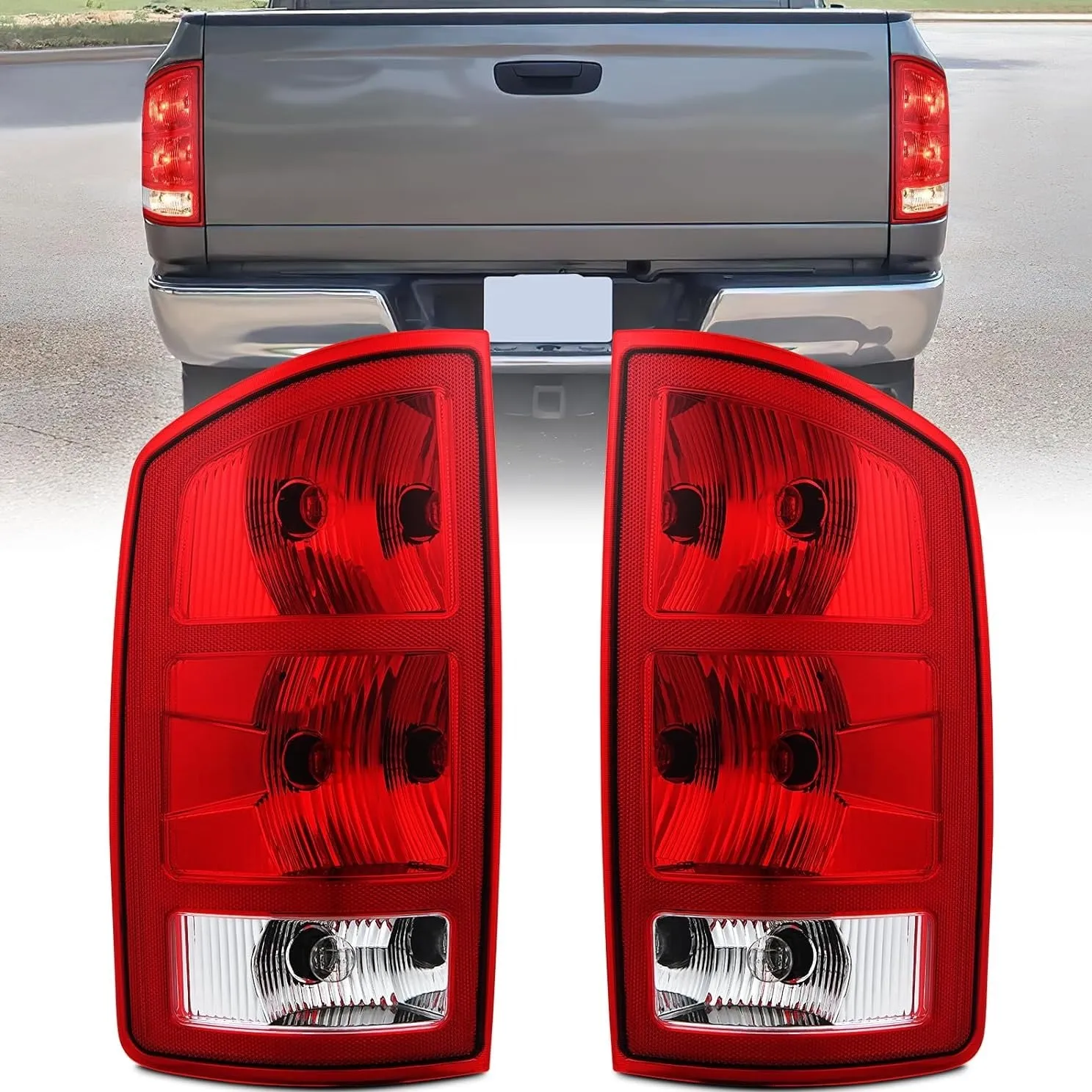 2002-2006 Dodge Ram 1500 2003-2006 Dodge Ram 2500 3500 Tail light Assembly Rear Lamp Replacement OE Style w/Bulbs Driver Passenger Side