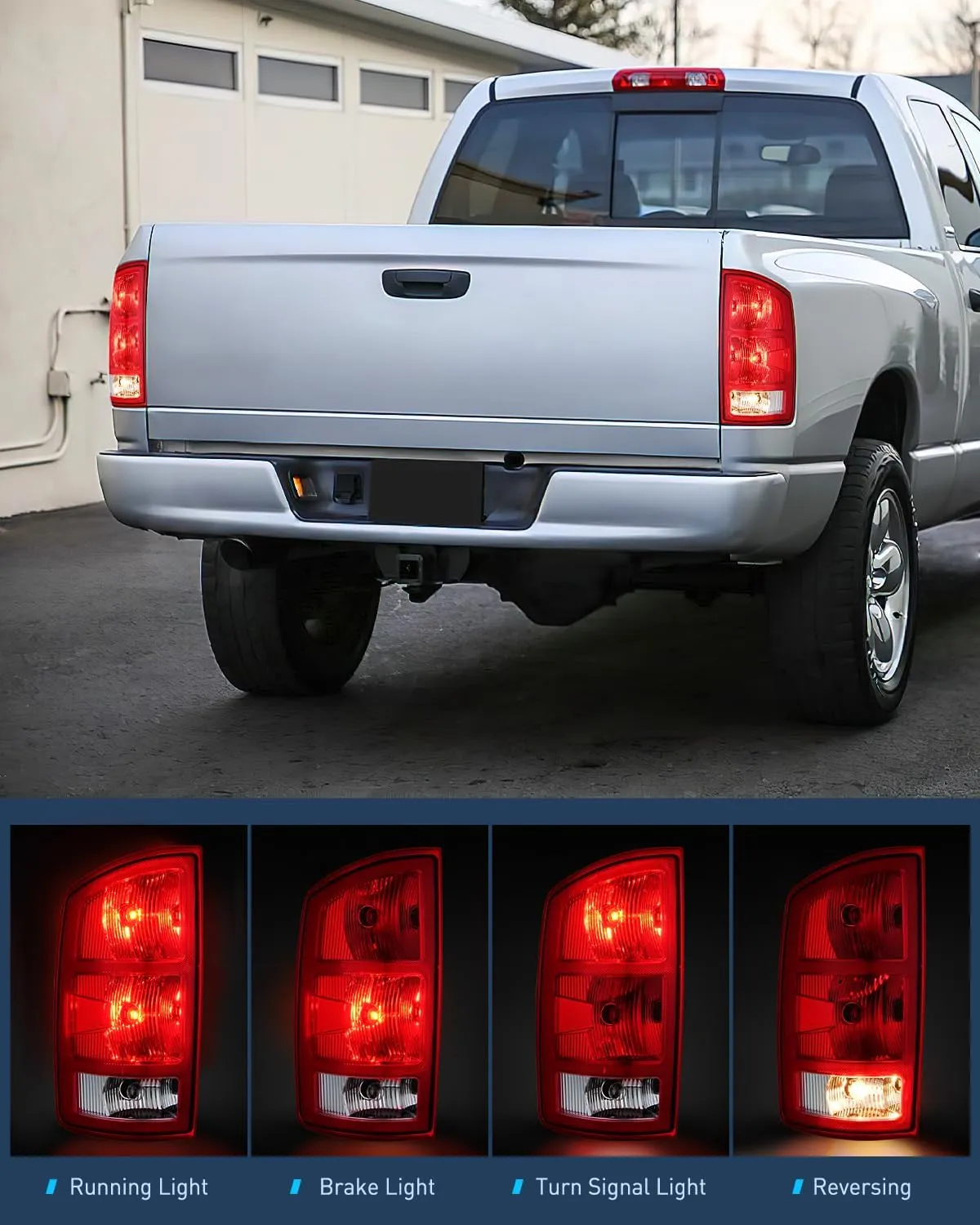 2002-2006 Dodge Ram 1500 2003-2006 Dodge Ram 2500 3500 Tail light Assembly Rear Lamp Replacement OE Style w/Bulbs Driver Passenger Side