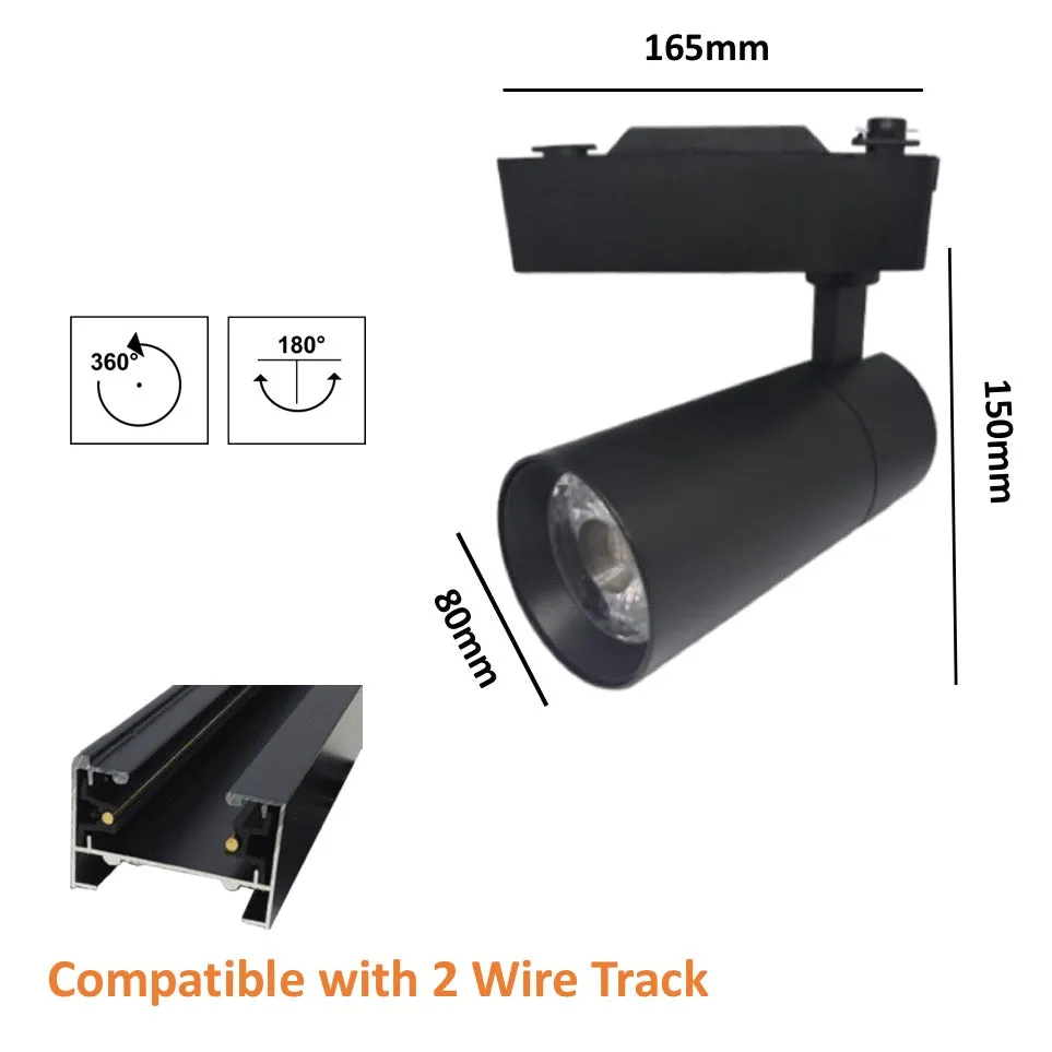 25w Cob Track Light 6007 Black body