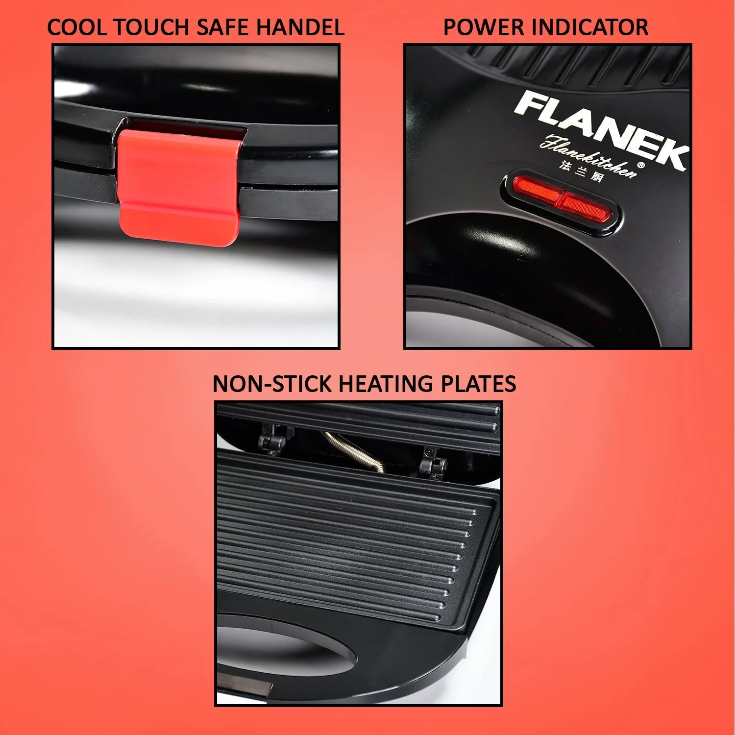 2818 Sandwich Maker Makes Sandwich Non-Stick Plates| Easy to Use with Indicator Lights Sandwich toaster