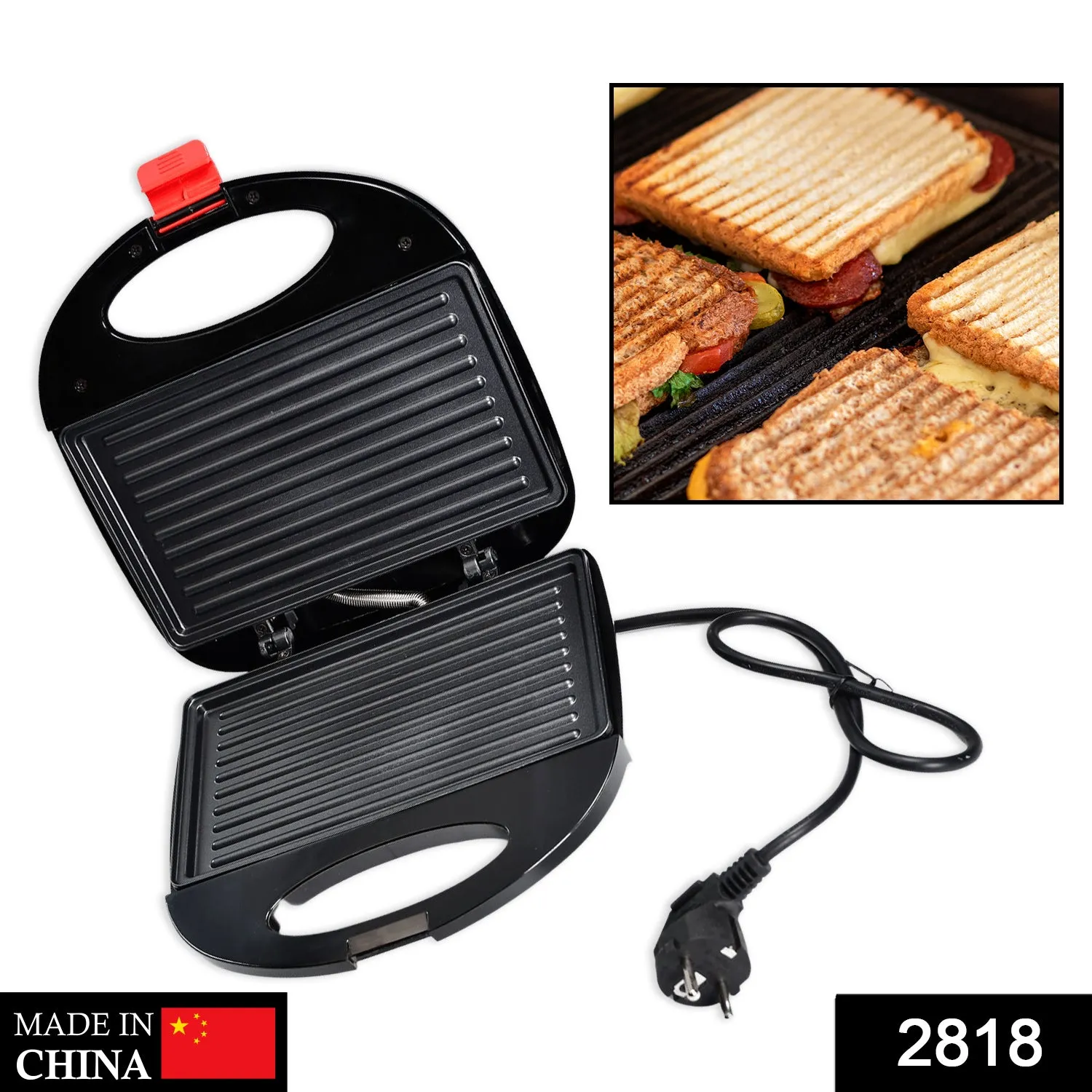 2818 Sandwich Maker Makes Sandwich Non-Stick Plates| Easy to Use with Indicator Lights Sandwich toaster