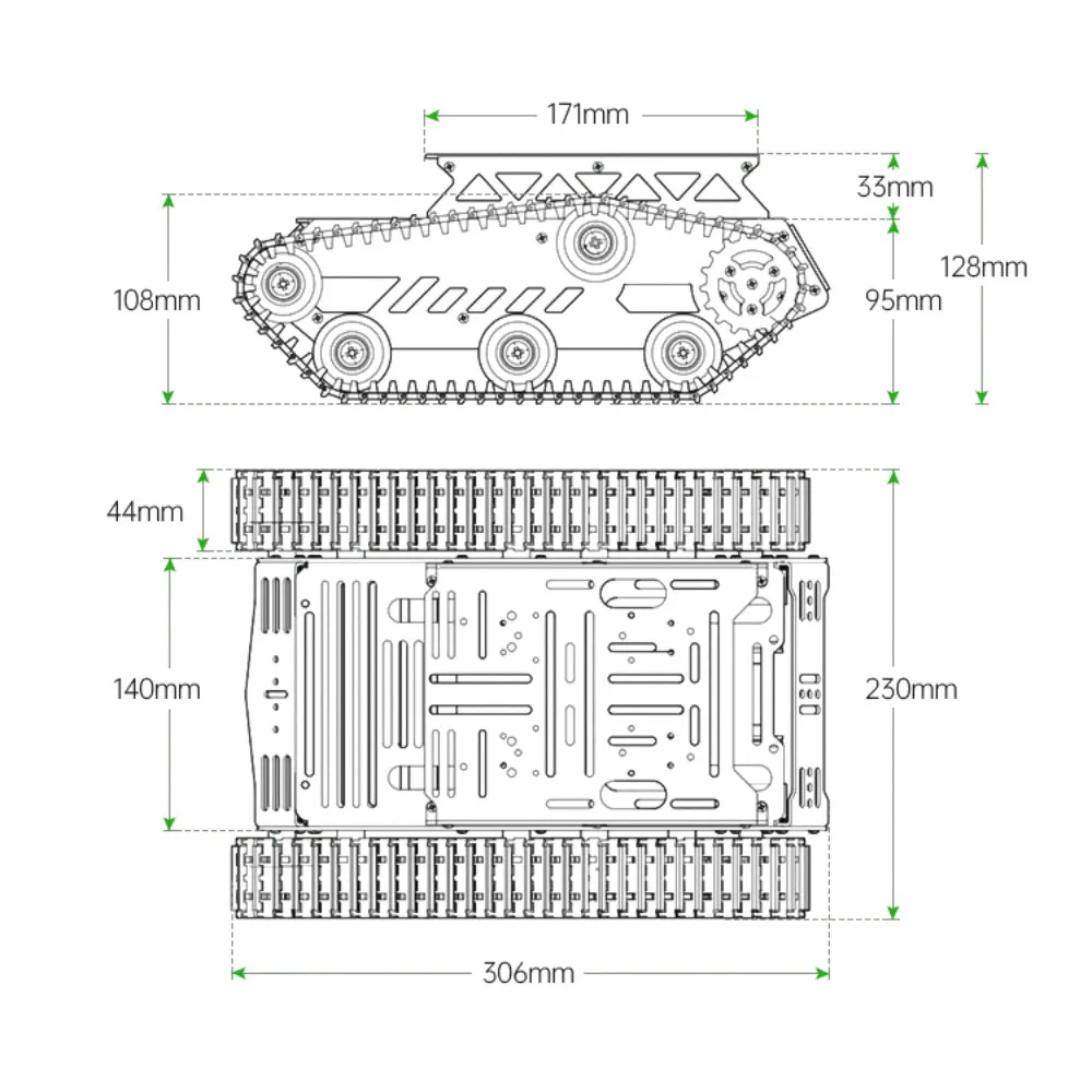 2WD Export Quality tank chassis smart car crawler robot Chassis - Black