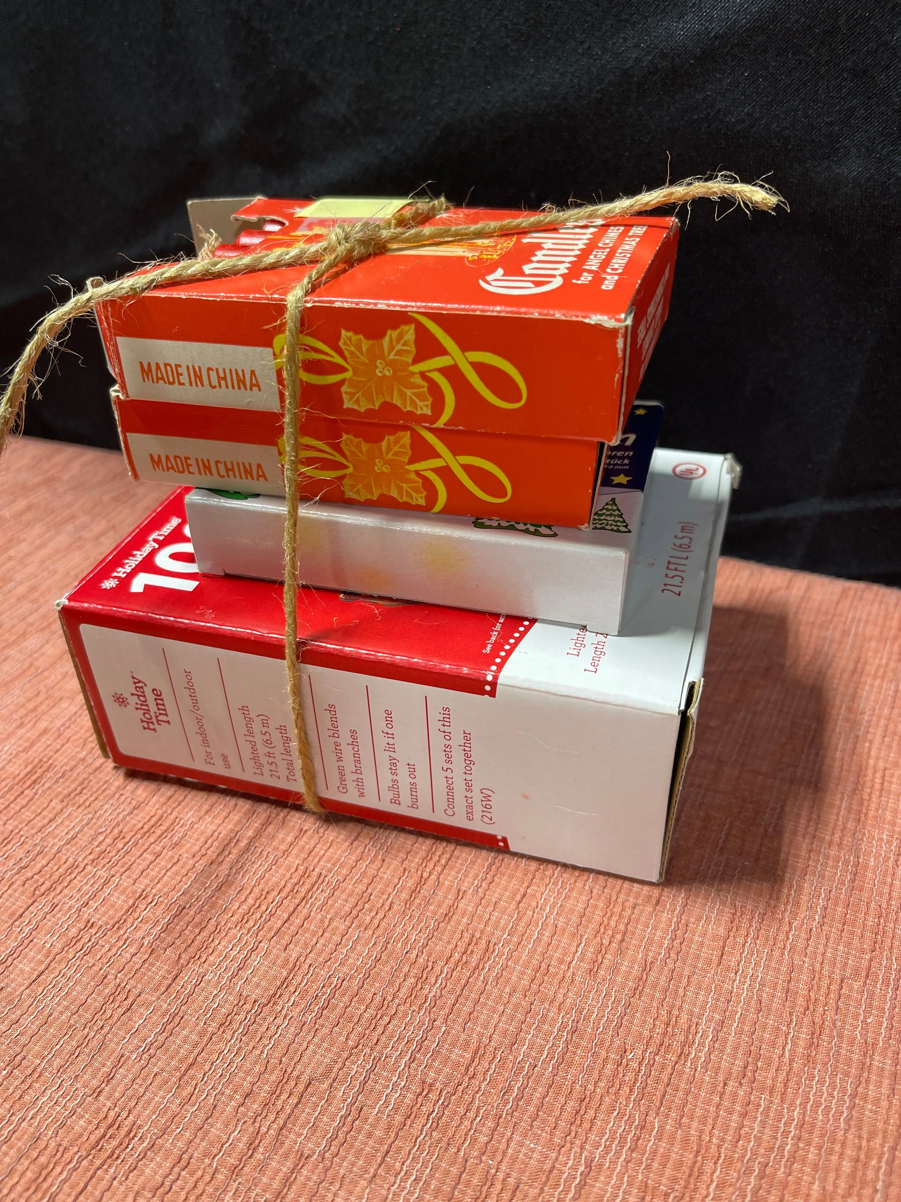 3 Boxes of Red Miniature Candles and (100) String of Milti-Color Electric Lights