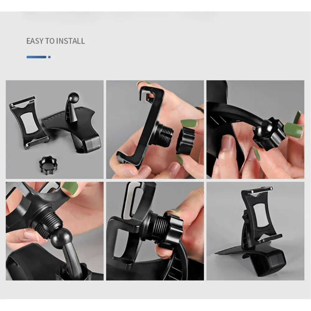 3 in 1 Car GPS Smartphone Holder: Dashboard / Visor Clamp   AC Grid Clip for Swipe Konnect 5.1 - Black
