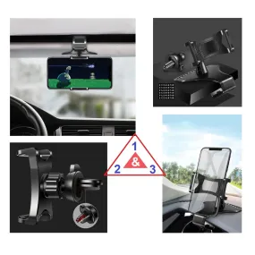 3 in 1 Car GPS Smartphone Holder: Dashboard / Visor Clamp   AC Grid Clip for Swipe Konnect 5.1 - Black