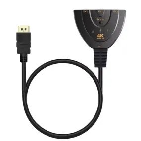 3-Port Hdmi Switch With Pigtail Cable 4K Ultra Hd Hs-3X1-4K