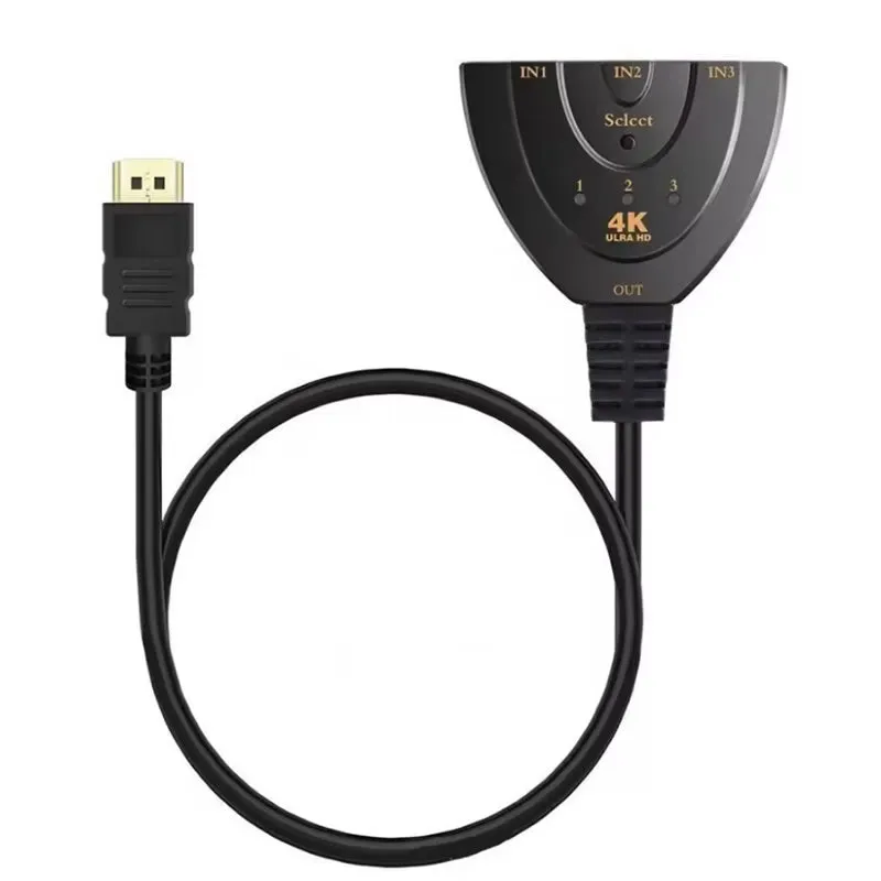 3-Port Hdmi Switch With Pigtail Cable 4K Ultra Hd Hs-3X1-4K