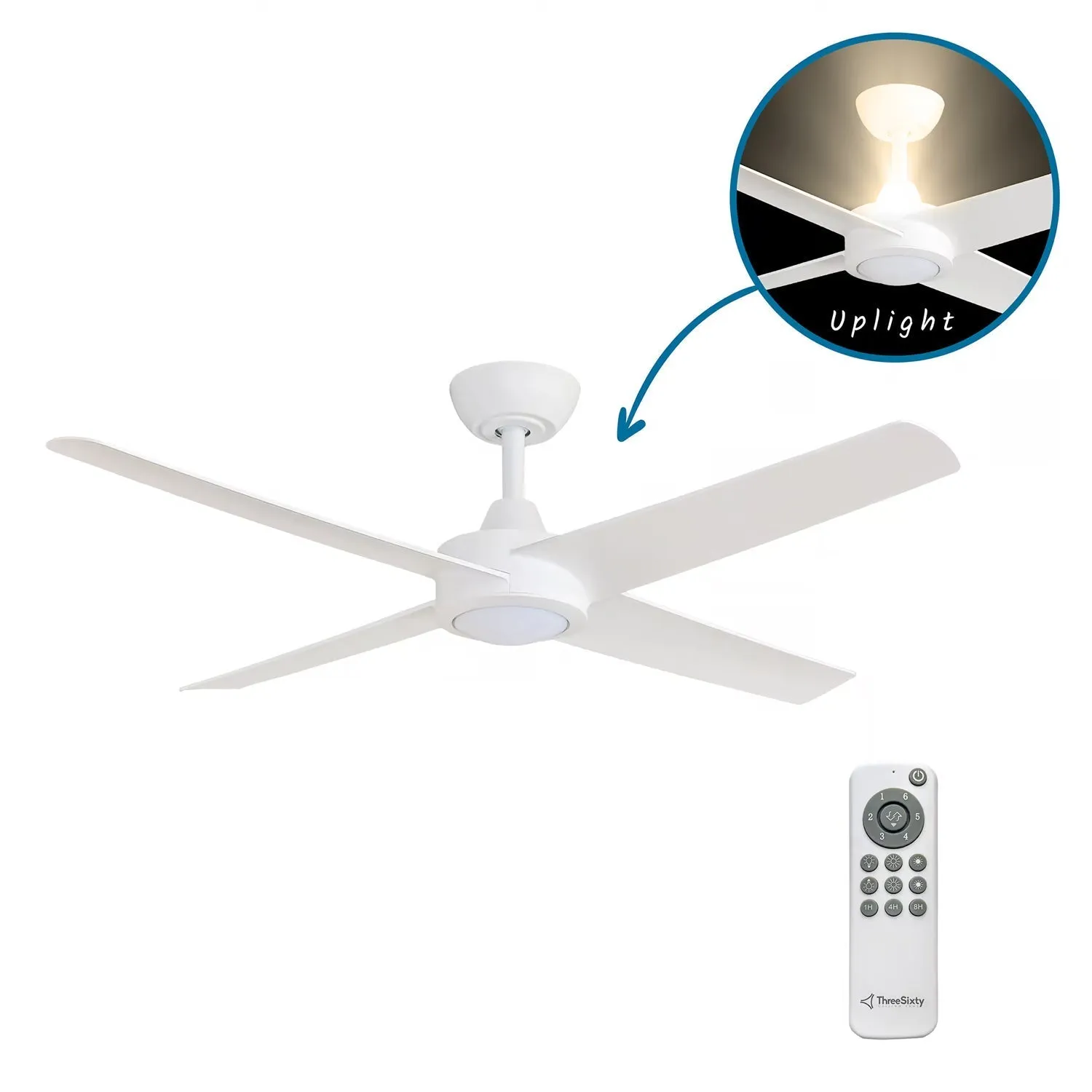 48" Ambience DC Ceiling Fan Black, White with Light AMB48XXLED 360 innovations