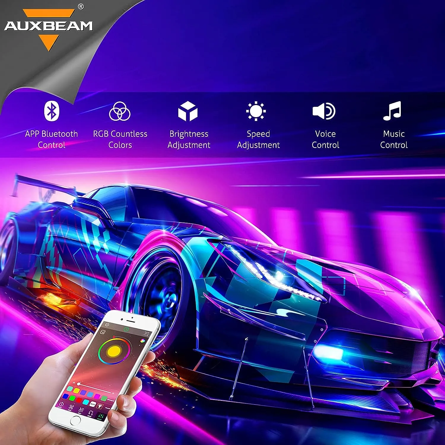 4Pcs RGB LED Rock Light Set with Bluetooth Controller