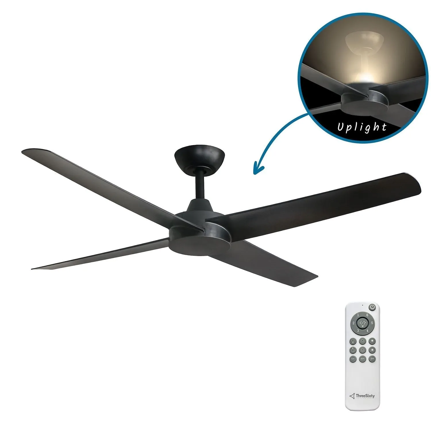 52" Ambience DC Ceiling Fan Black, White AMB52XX 360 innovations