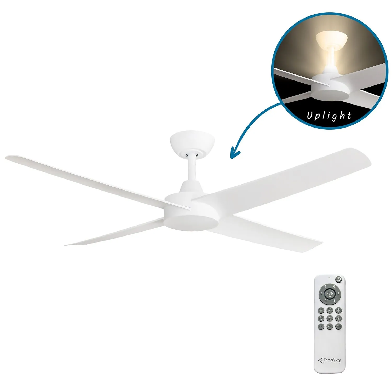 52" Ambience DC Ceiling Fan Black, White AMB52XX 360 innovations