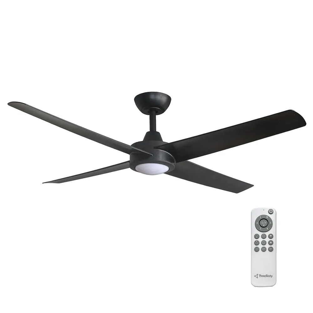52" Ambience DC Ceiling Fan Black, White with Light AMB52XXLED 360 innovations