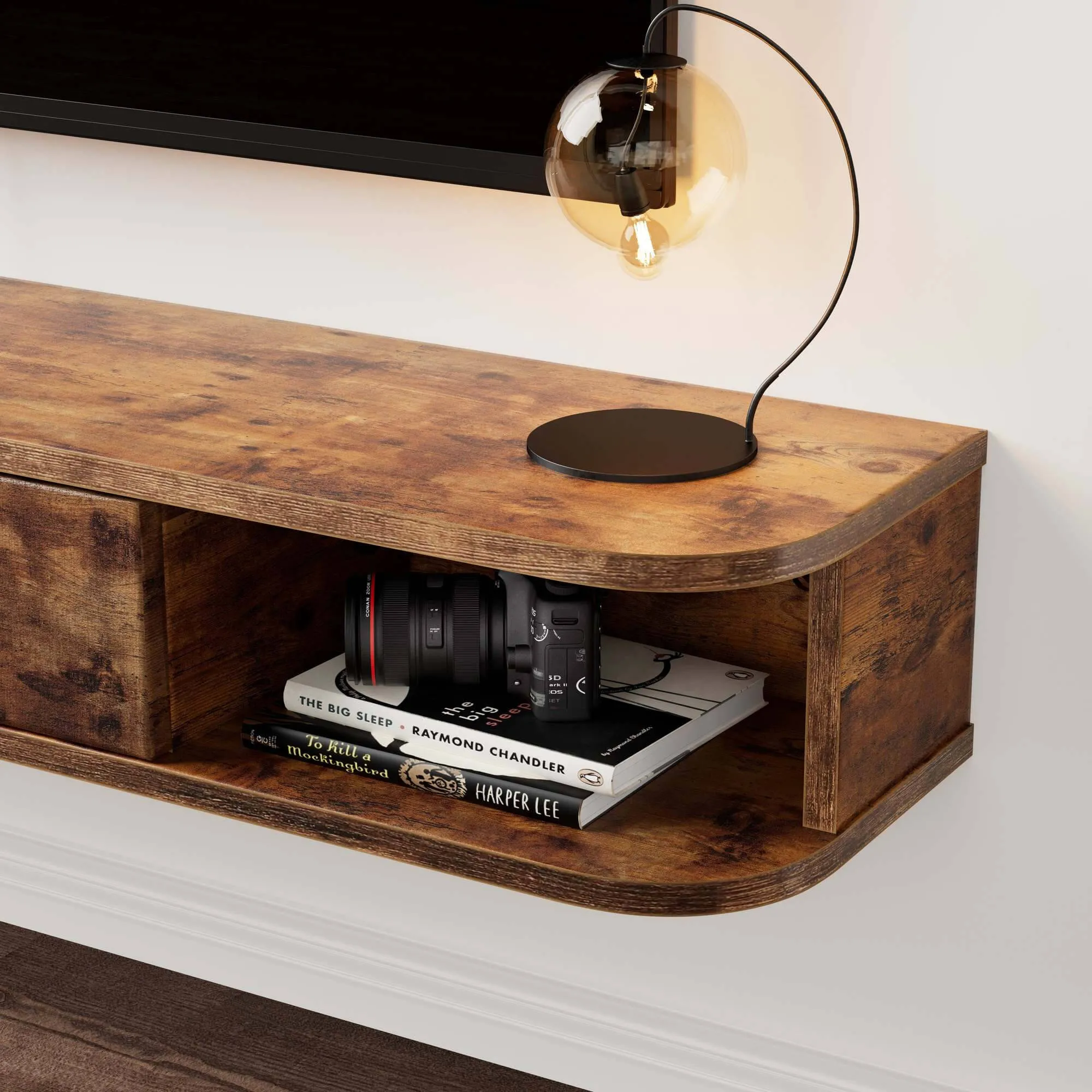 78.74" Eclan Rustic Brown Floating TV Stand