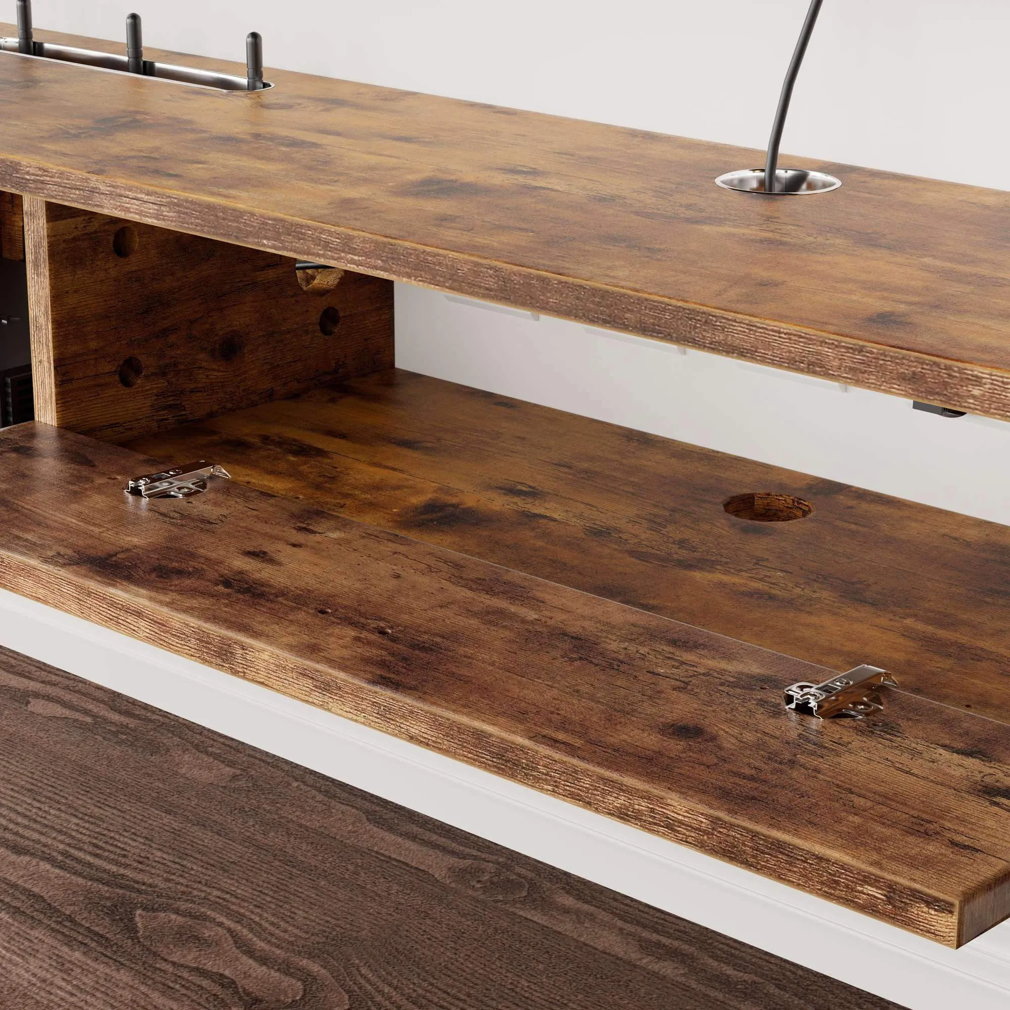 78.74" Eclan Rustic Brown Floating TV Stand