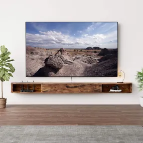 78.74" Eclan Rustic Brown Floating TV Stand