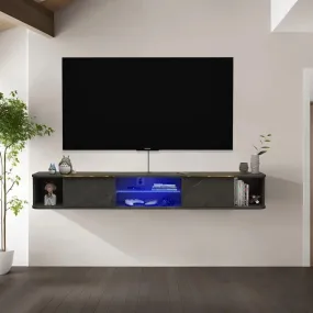78" Arrangio LED Floating TV Stand, Marble Grey