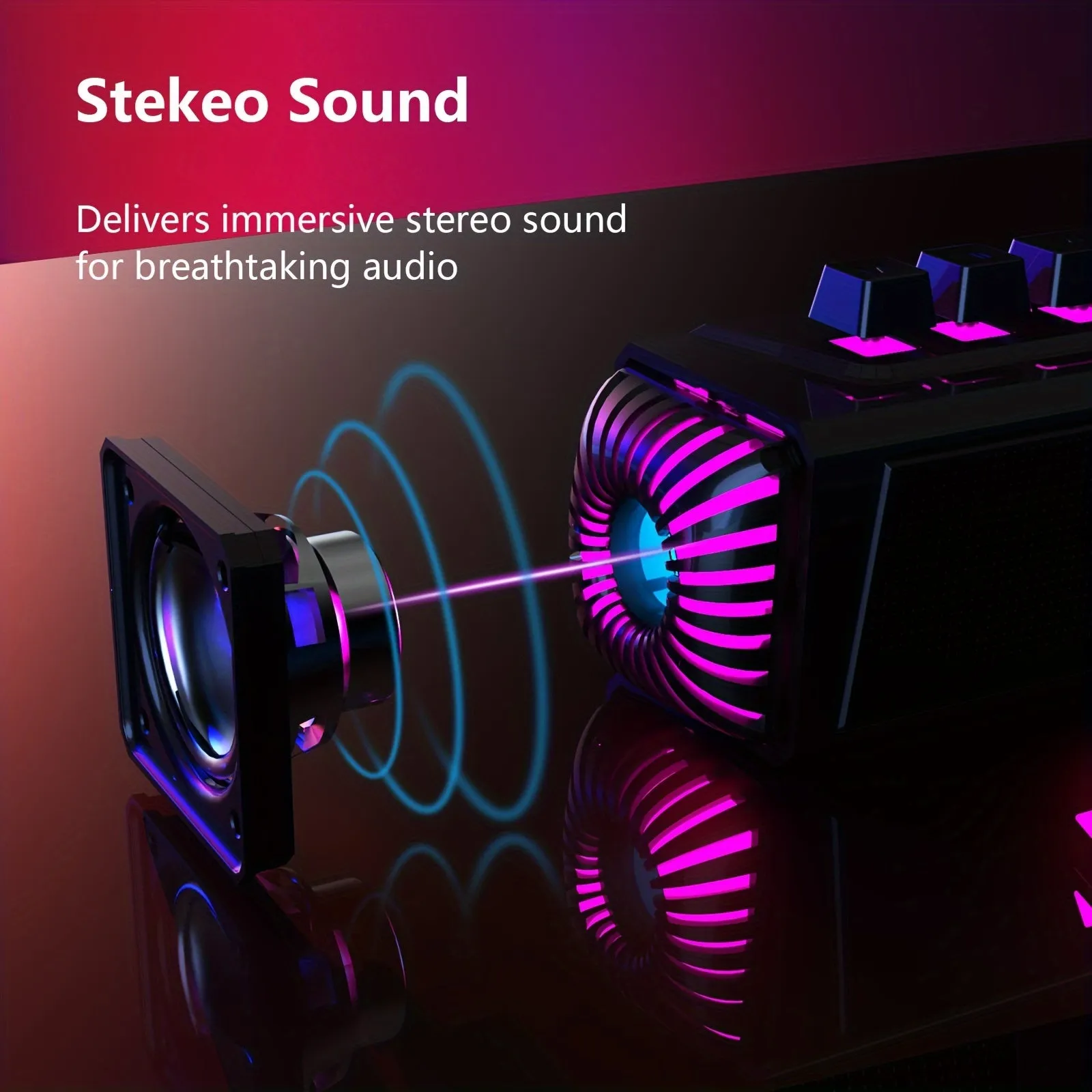 9-LED Multicolored Light Effects Computer Speaker - Wireless Stereo Surround Sound with Built-in Microphone, Rechargeable Lithium Battery, and USB Power Mode
