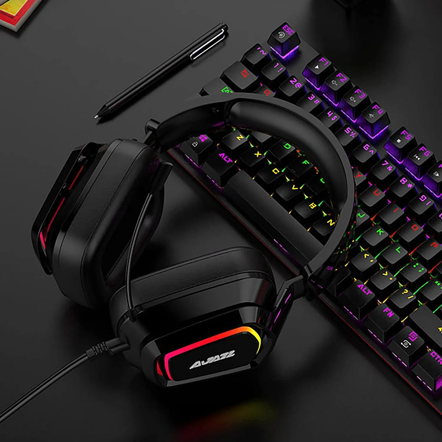 Ajazz AX368 Black USB Gaming Headset With Noise Canceling Mic RGB