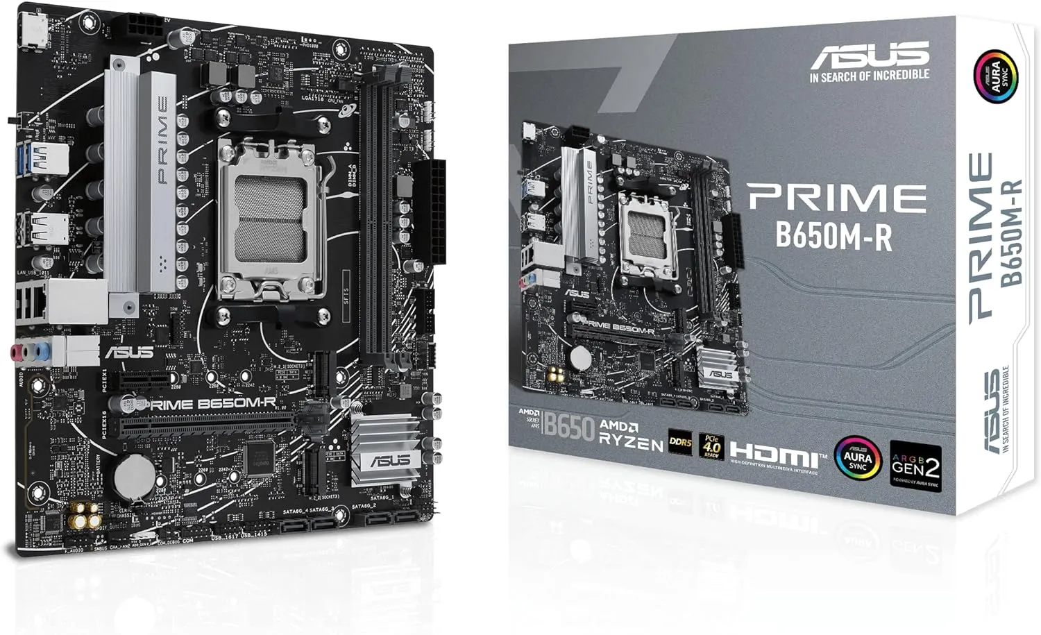 Asus Prime B650M-R Motherboard, AMD B650, AM5, Micro ATX, DDR5, HDMI, 2.5G LAN, PCIe4, M.2