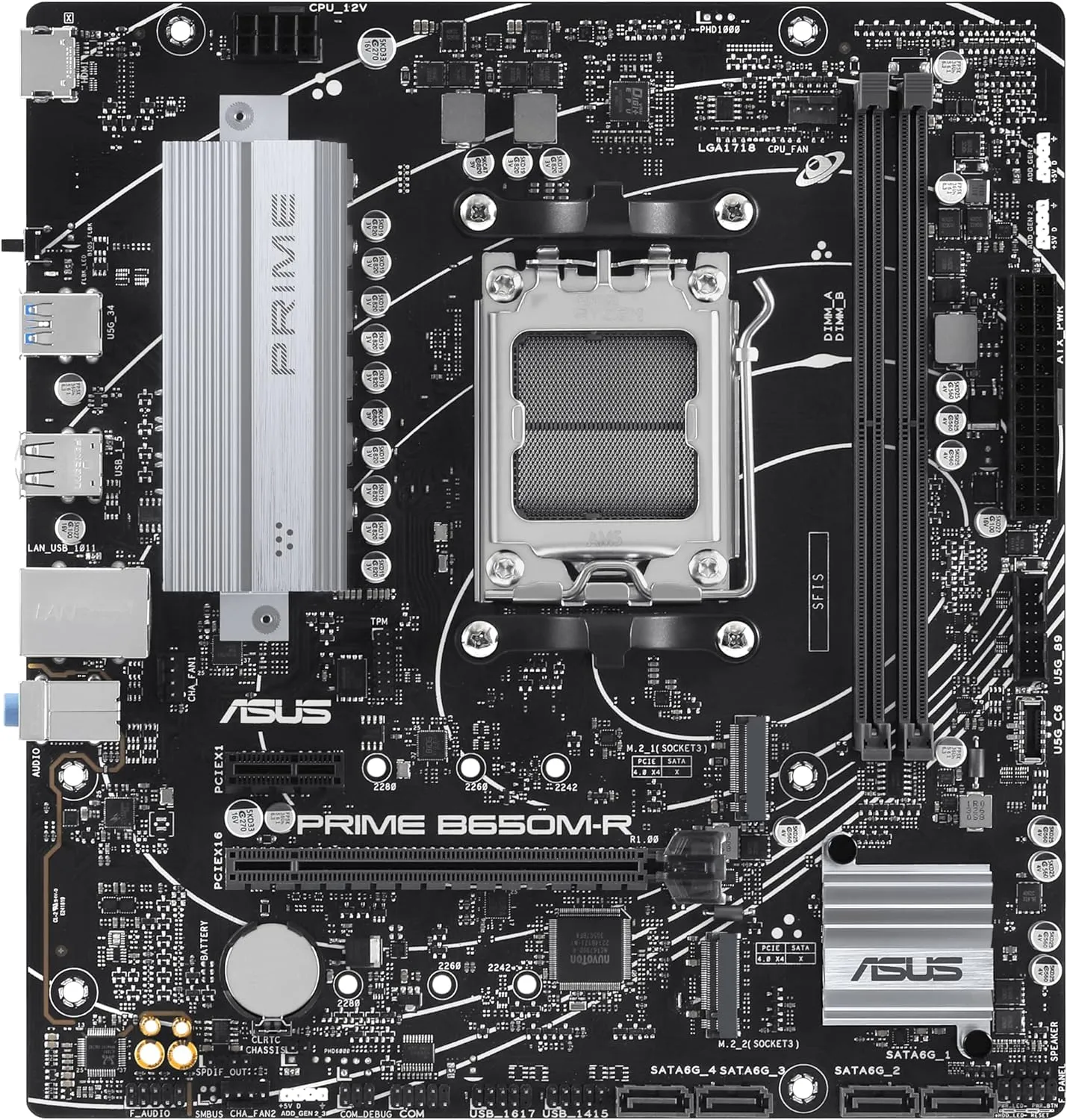 Asus Prime B650M-R Motherboard, AMD B650, AM5, Micro ATX, DDR5, HDMI, 2.5G LAN, PCIe4, M.2