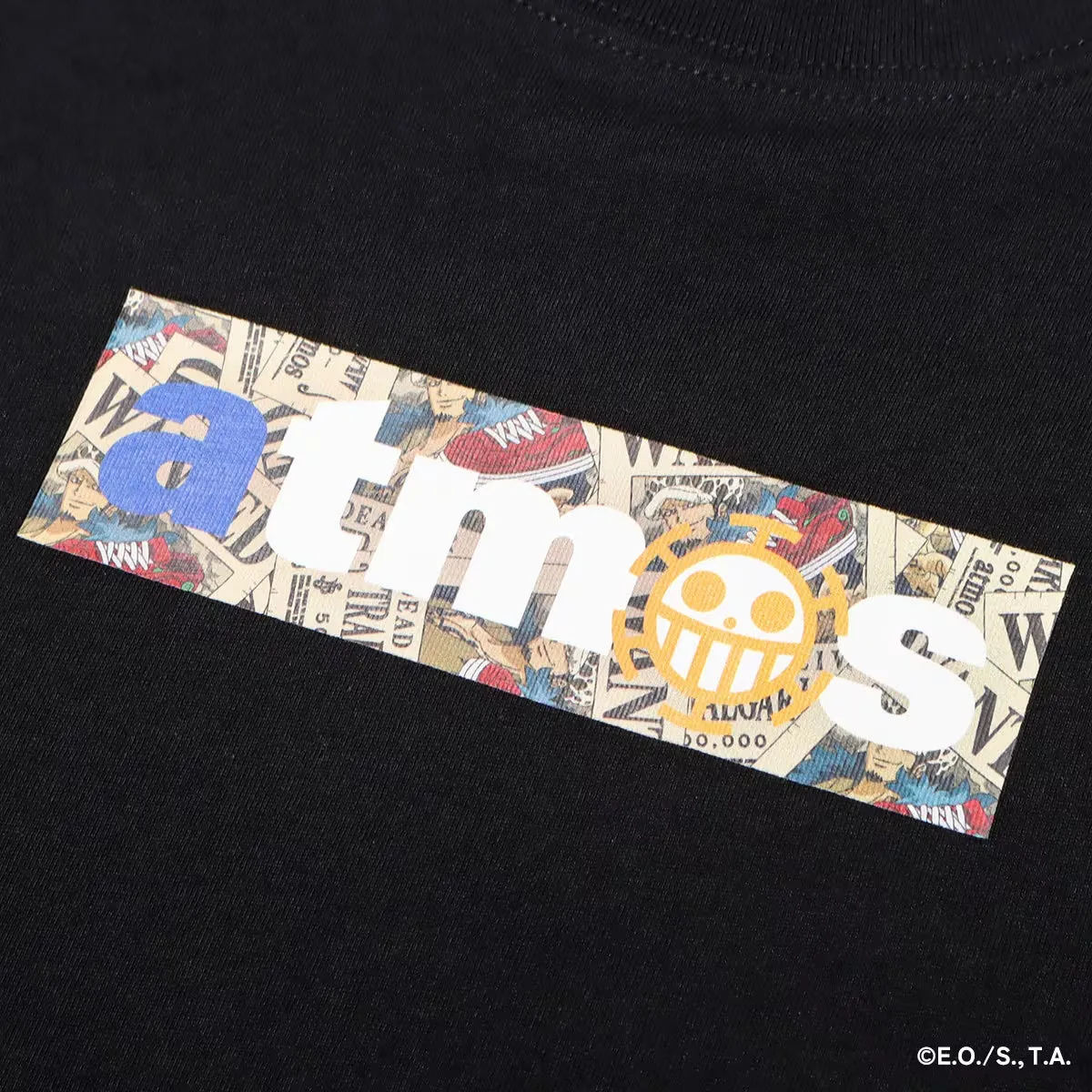ATMOS × ONE PIECE WANTED POSTER BOX LOGO T-SHRTS BLACK X TRAFALGAR LAW