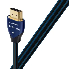 AUDIOQUEST Blueberry 1M HDMI cable. Long grain copper. Resolution - 18Gbps - up to 8K-30 Metal layer noise dissipation. Jacket - black PVC - blue stripes.