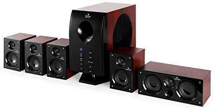 auna Areal Nobility 5.1-Channel Surround System • Home Theatre System • 5.1 System • 120 W RMS • 35 W Subwoofer • Satellite Speaker • Bluetooth 3.0 • USB Port • SD Slot • AUX-in • LED Display • Black