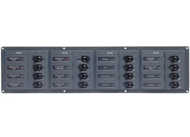 BEP 12V DC Circuit Breaker Panel 16 Way - Horizontal - No Meters