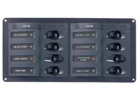 BEP 12V DC Circuit Breaker Panel 8 Way - Horizontal No Meters