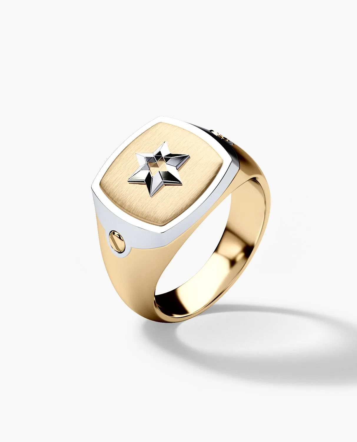 BETZ Two-Tone Gold Religious Signet Ring - Version 2