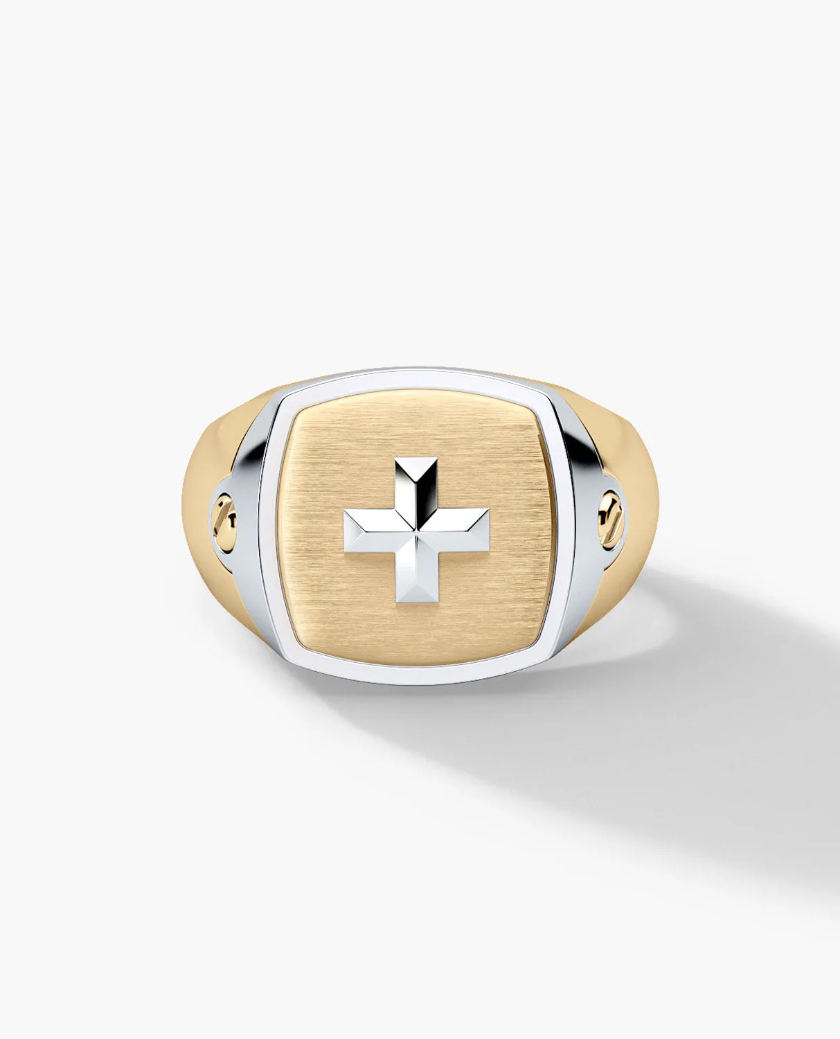 BETZ Two-Tone Gold Religious Signet Ring - Version 2