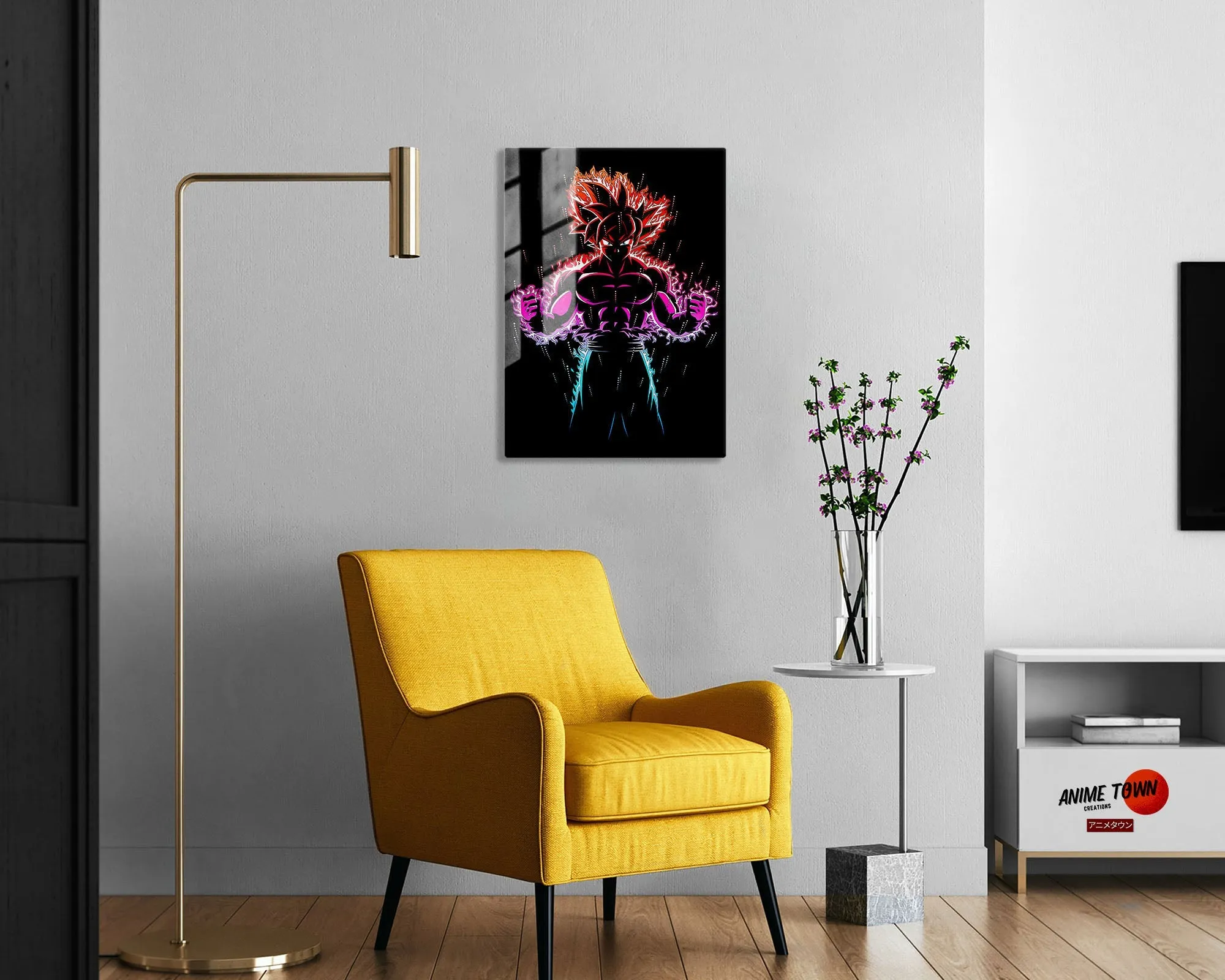 Black Minimalist Goku Metal Poster