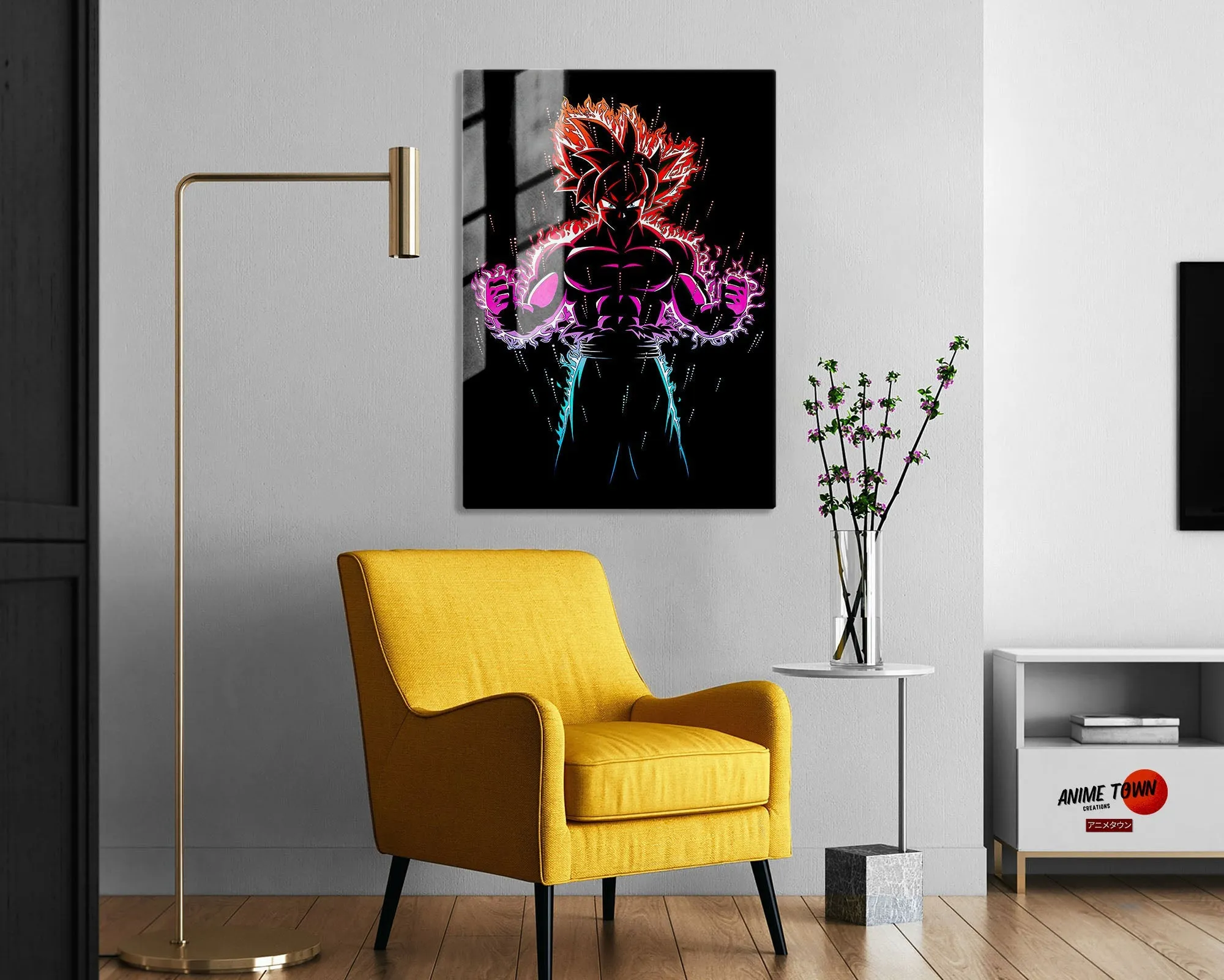 Black Minimalist Goku Metal Poster