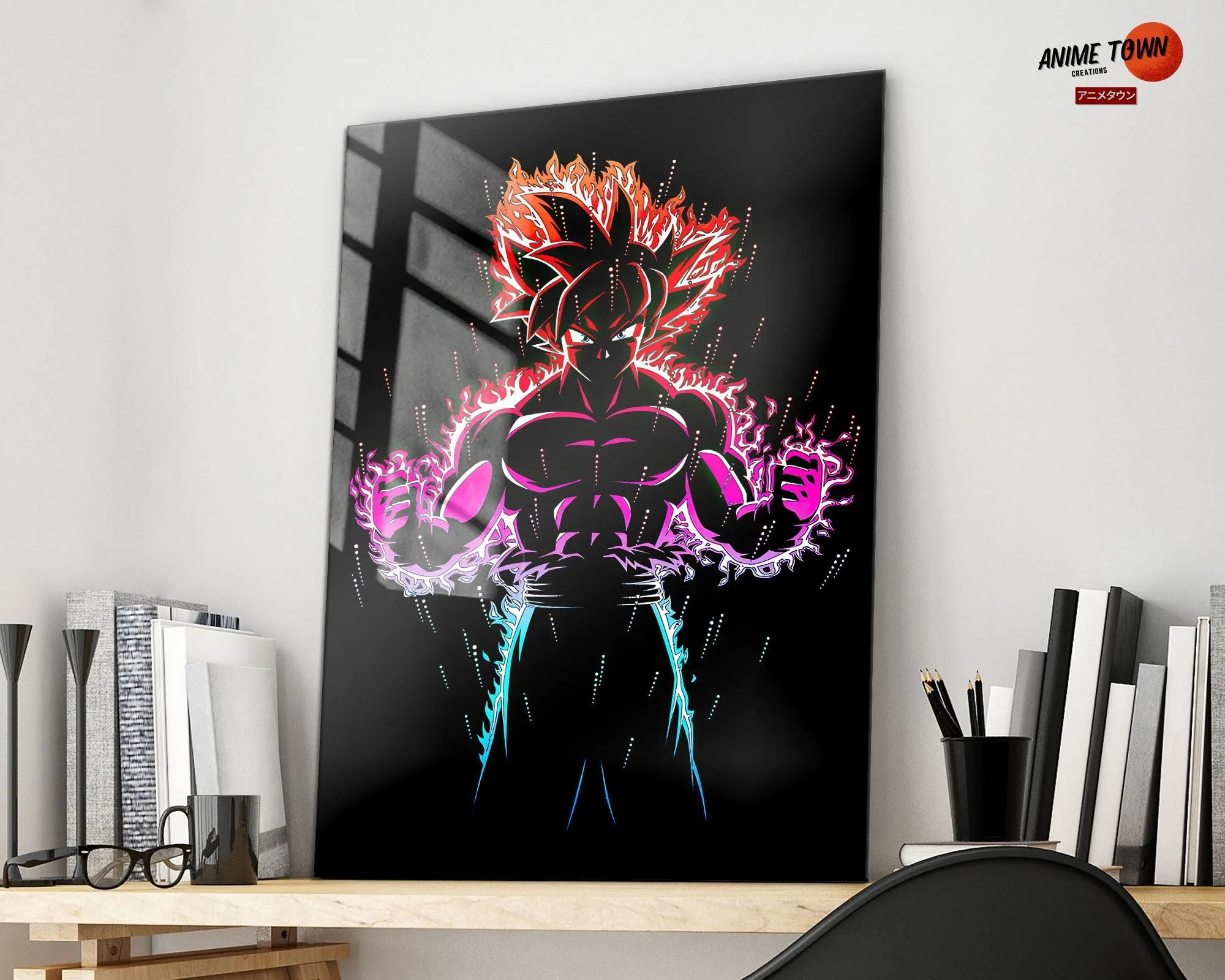 Black Minimalist Goku Metal Poster