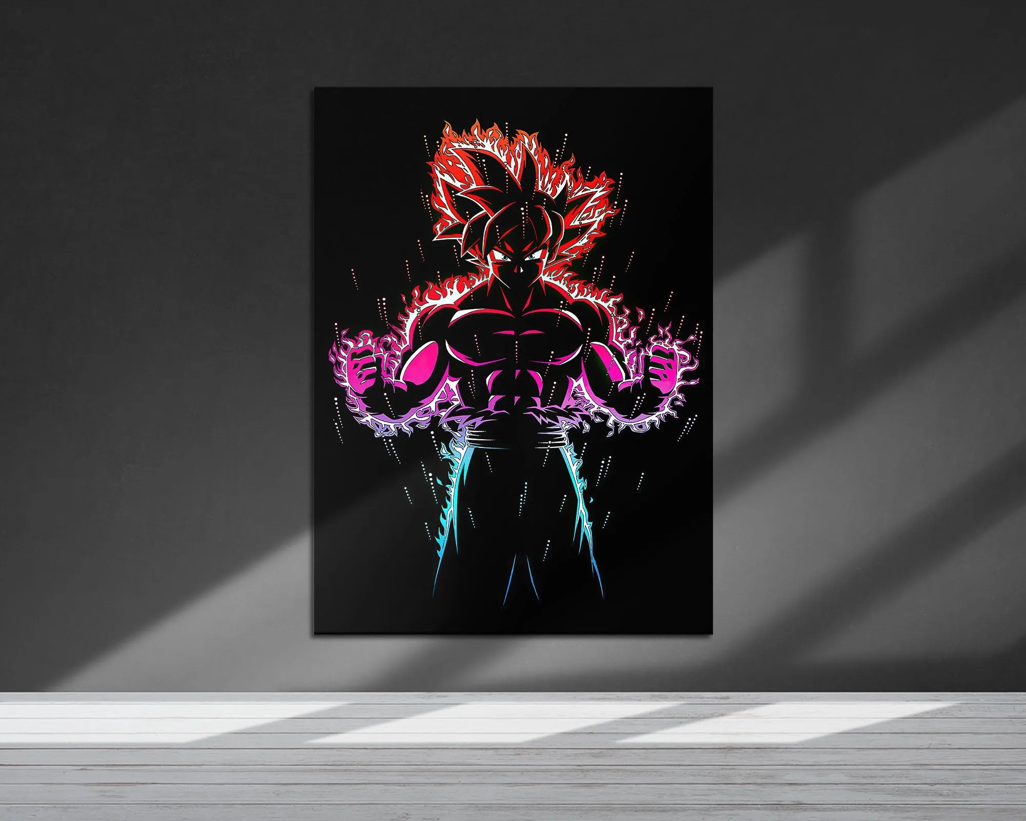 Black Minimalist Goku Metal Poster