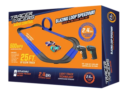 Blazing Loop Glow in the Dark RC Slot Car Racing 25ft Track