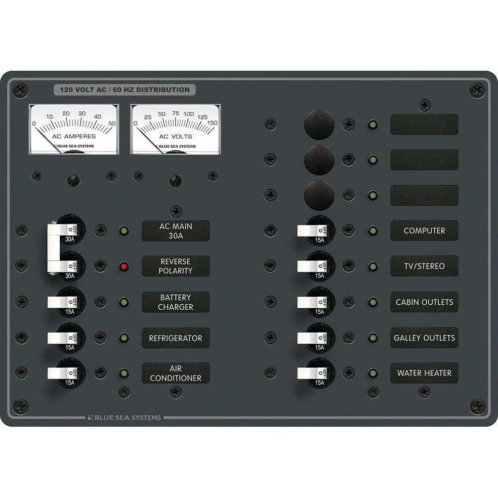 Blue Sea 8076 AC Main  11 Positions Toggle Circuit Breaker Panel - White Switches [8076]