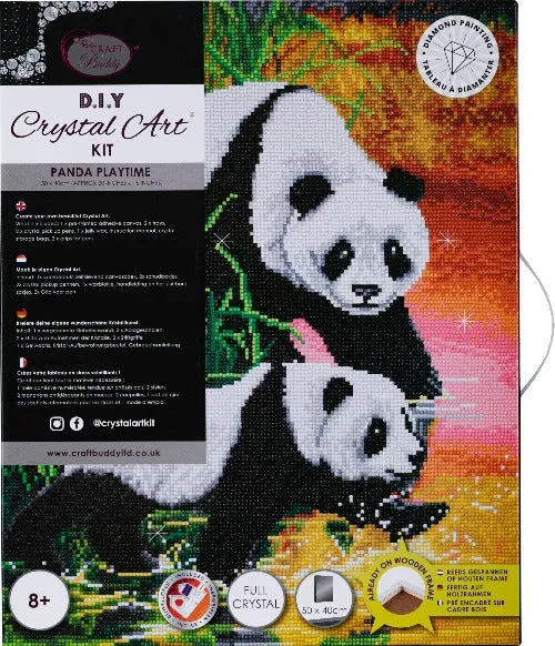 CAK-QVC-4050L-03: Panda Playtime, 40x50cm Crystal Art Kit