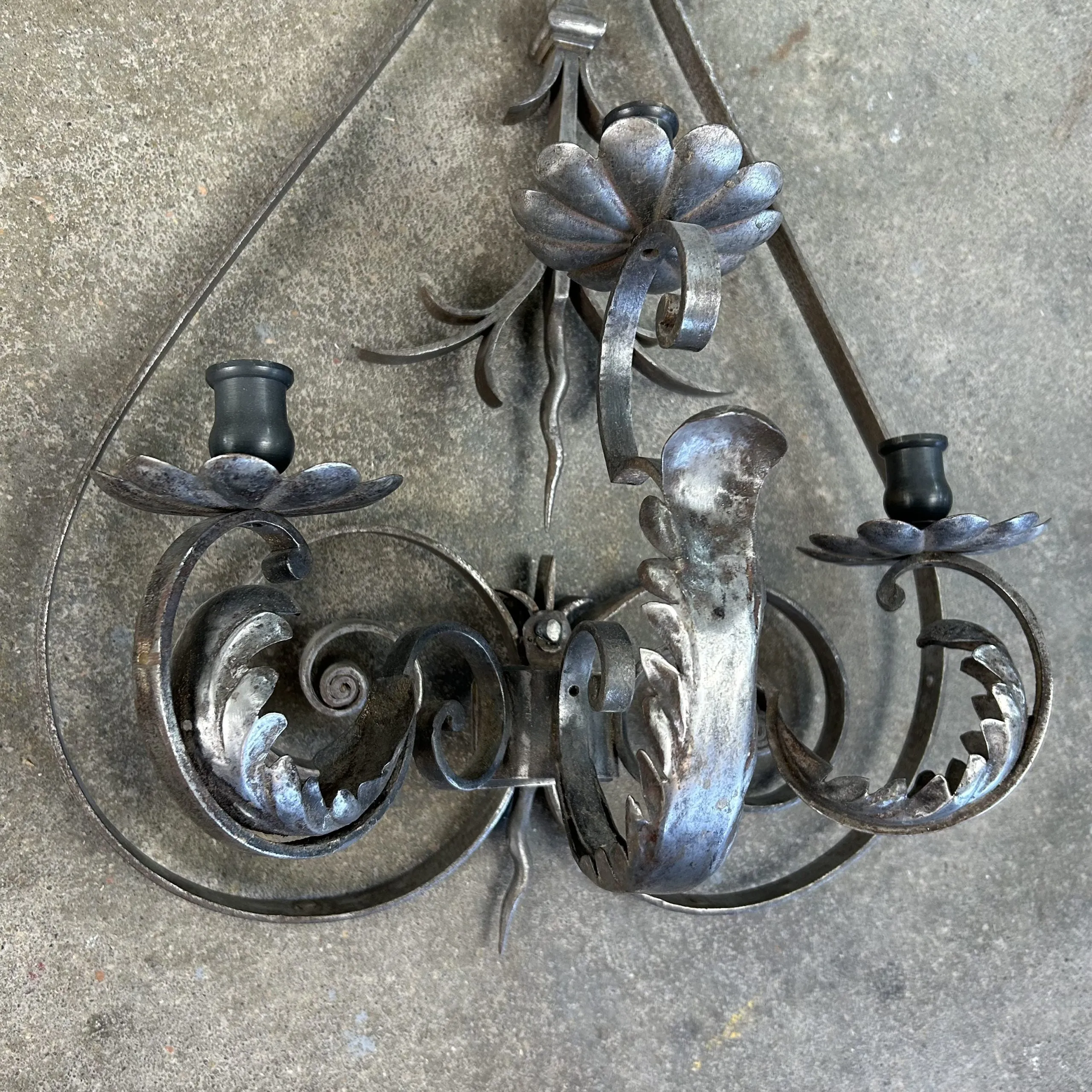 Candle Holders, Wall Mount, Iron, Pewter Finish, Ornate, Sold as a Pair