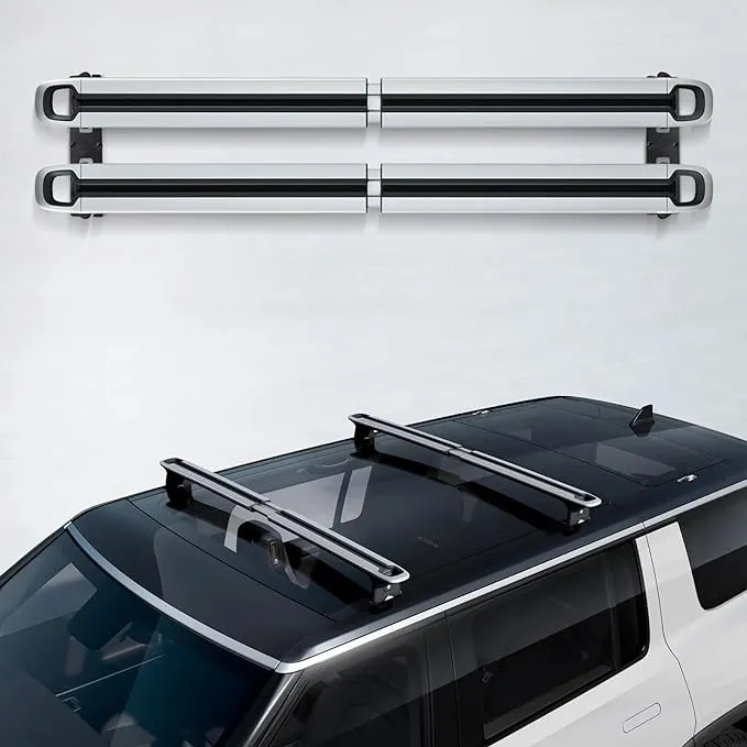 Cargo Crossbars Mount Plates for R1T/R1S 2022 2023 2024, Roof Rack Crossbars Wall Mount Custom Compatible with R1T/R1S Accessories 2022-2024（Black）