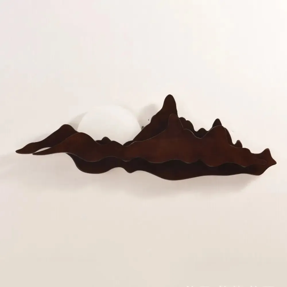 Chinese-inspired Moon and Mountain Wall Sconce for Living Room