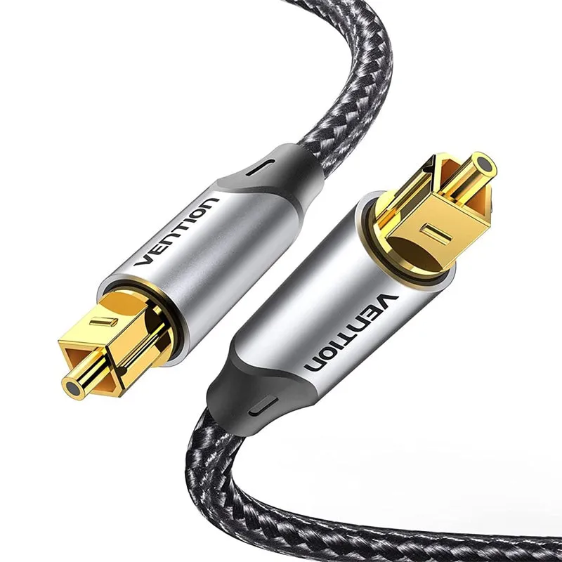 [CLEARANCE] Vention (1m - 15m) Digital Toslink Optical Fiber Audio Extension Cable Aluminum Alloy Type Gold-Plated for TV, PS4, PlayStation, Xbox, PC, Gaming, Camera, Printer | BAVB Series