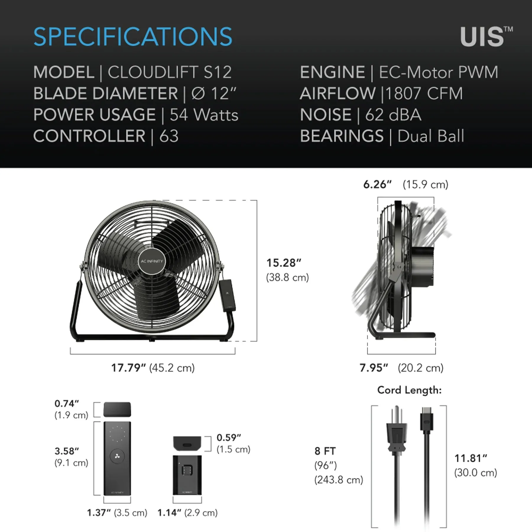 Cloudlift S12 Floor & Wall Fan With Wireless Controller