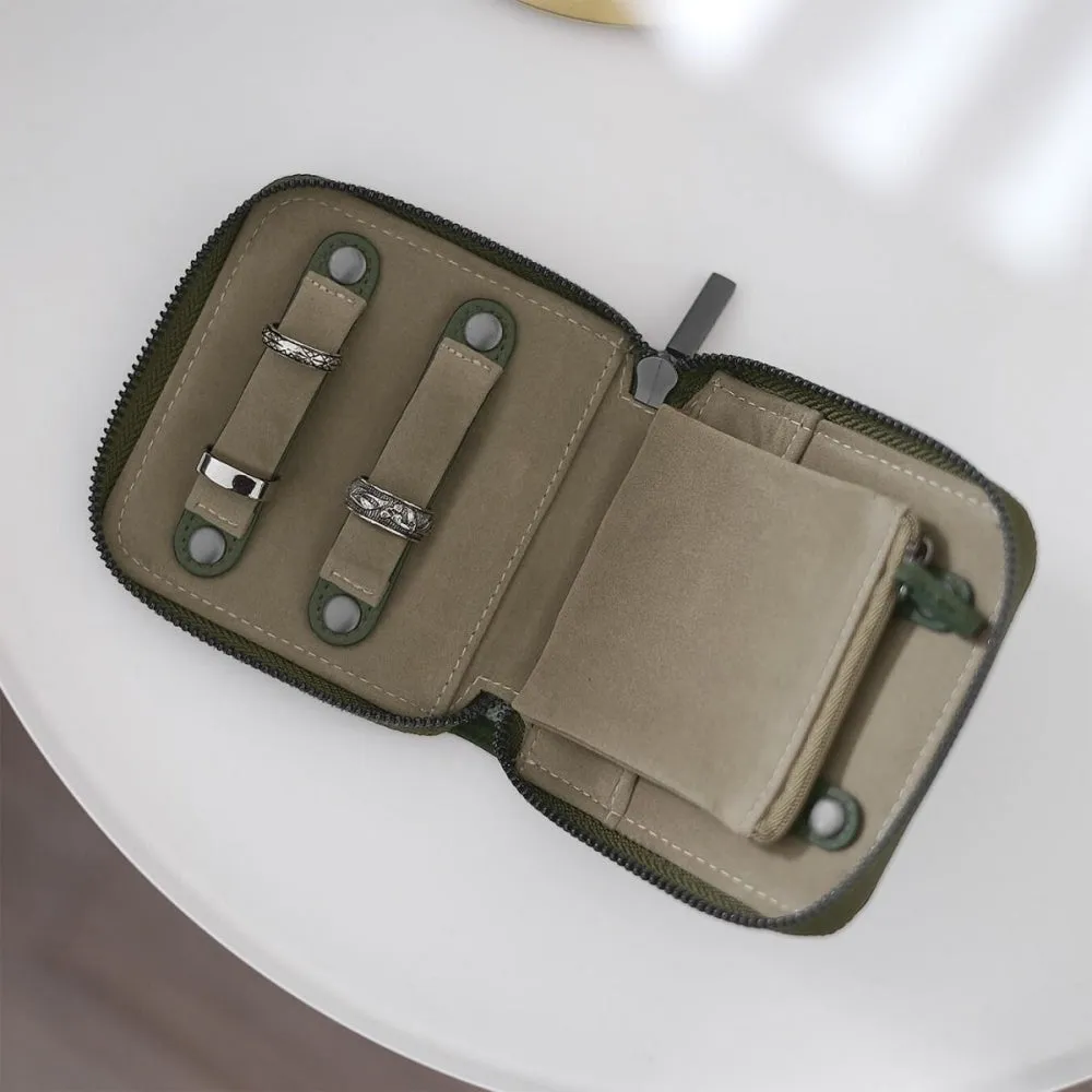 Compact Jewellery Roll - Olive Green - 75747