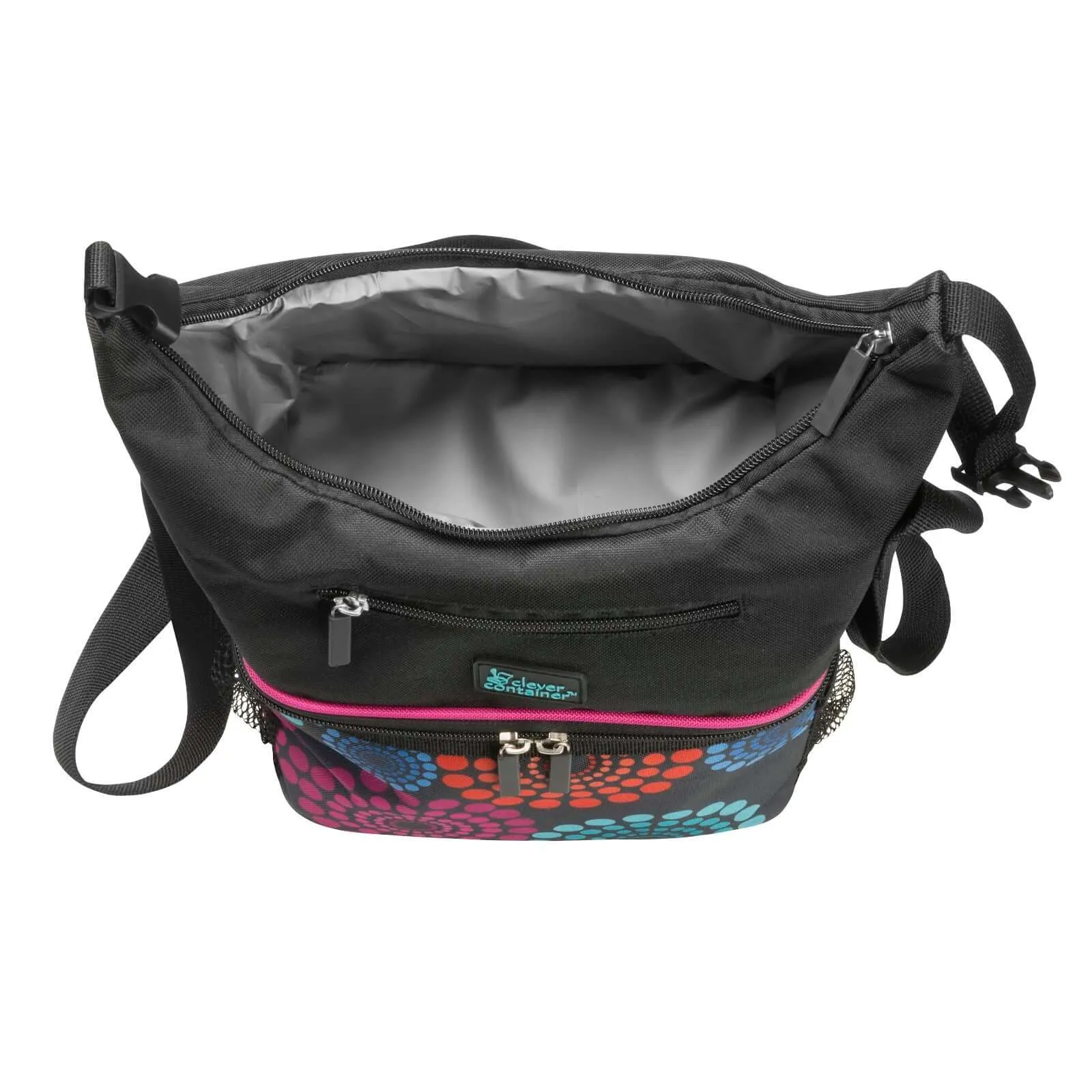 Compact Lunch Cooler - 2 Insulated Compartments - Bright Lights Pattern