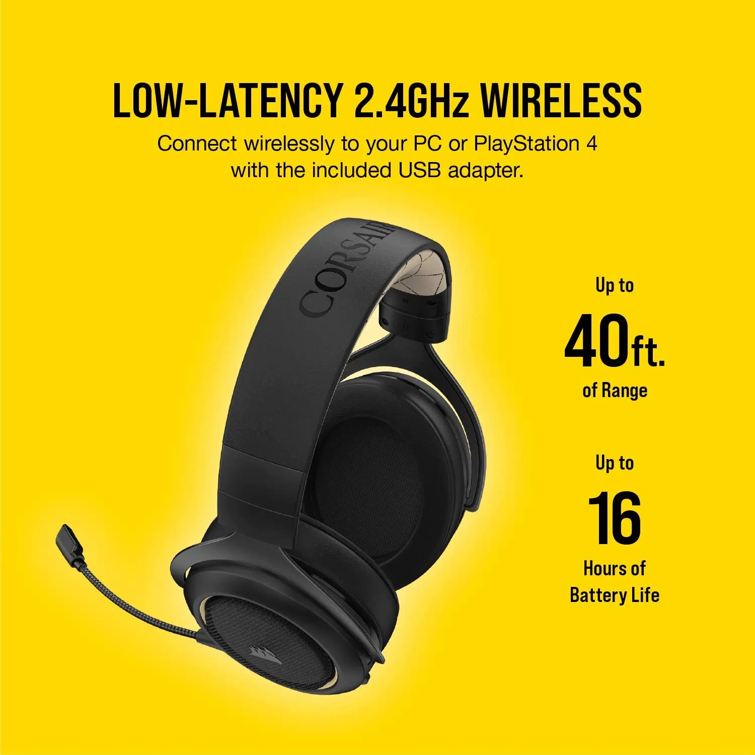 Corsair Headset HS70 Pro Wireless Gaming Headset - 7.1 Surround Sound Headphones for PC, PS5, and PS4 - Discord Certified - 50mm Drivers (Cream)