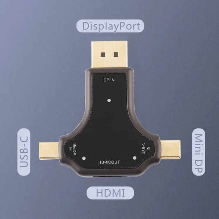 D63A DisplayPort   Mini DP   UCB-C / Type-C Male to HDMI Female 3 in 1 Adapter